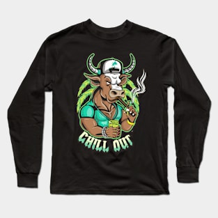 Pop Culture Bull in Hip Hop Gear Long Sleeve T-Shirt